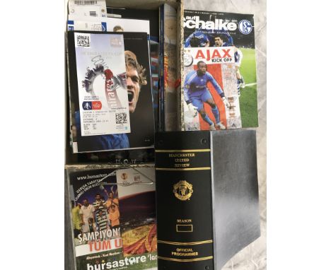 Manchester United Football Programme Boxes: Large quantity to include homes 50/51 Arsenal, aways Millwall 52/53 + 53/54, mode