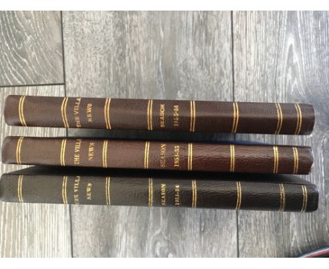Aston Villa Bound Volumes Of Football Programmes: Both first team and reserves without covers for seasons 53/54 54/55 and 55/