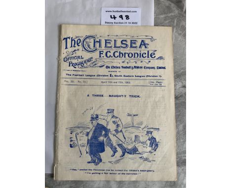 1907 - 1908 Chelsea v Preston Football Programme: First division league match in good condition. Ex bound with no team change