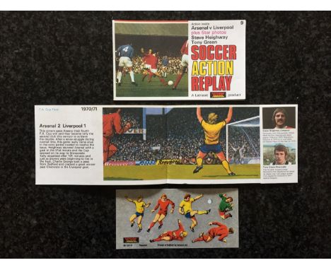 1972 Letraset Football Action Transfers: Number 9 Arsenal v Liverpool plus Star Photos of Steve Heighway and Tony Green. Tran