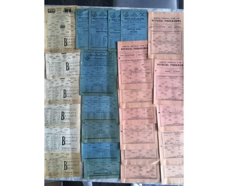 45/46 London Club Home Football Programmes: Charlton x 6, Arsenal x 11,  West Ham x 5, 47/48 West Ham x 3 all with punch hole