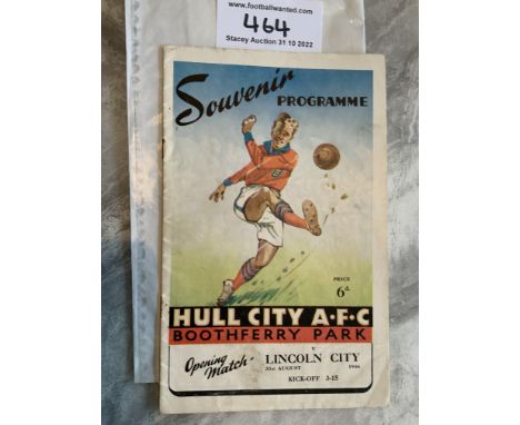 46/47 Hull City v Lincoln City Football Programme: First proper league match after the war in good condition with no team cha