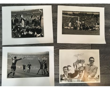 1960s FA Cup Final Winning Signed Football Photos: Quality large photos, two of match action with Ian St John, both signed fr