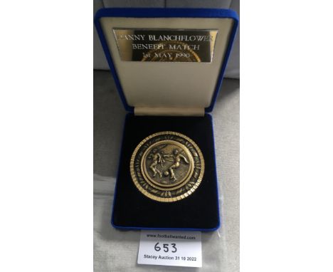 Danny Blanchflower Tottenham Benefit Match Players Medal: Participation large medal in blue case given to players and officia