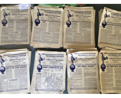 1950s Tottenham Home 1st Team Football Programmes: 50/51 x 13 including Dortmund, 51/52 x 24 including Charity Shield, 52/53 