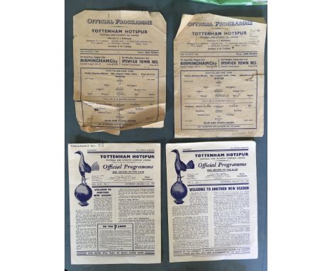 Tottenham Public Practice Match Football Programmes: Two for match dated 24 8 1946 both poor, 53/54 writing to cover and 57/5