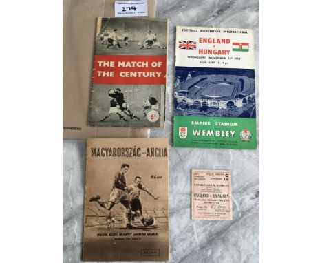 1954 Hungary v England Football Programme: Very good condition with pencilled notes to team page inside. Please note this is 