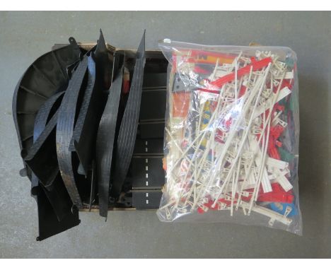 A quantity of Scalextric track and accessories including barriers and a small quantity of Trik Trak 
Condition report: Some t