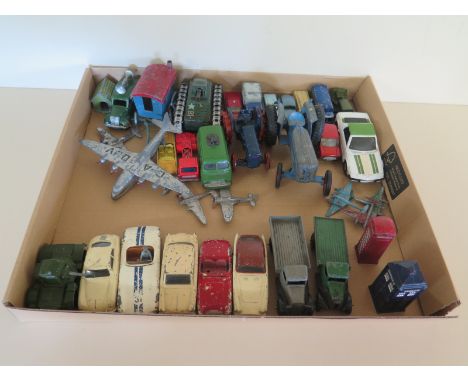 A collection of Diecast models including ten Dinky vehicles including Armored car, Porche 356A, Cunningham C-5R, Sunbeam Rapi