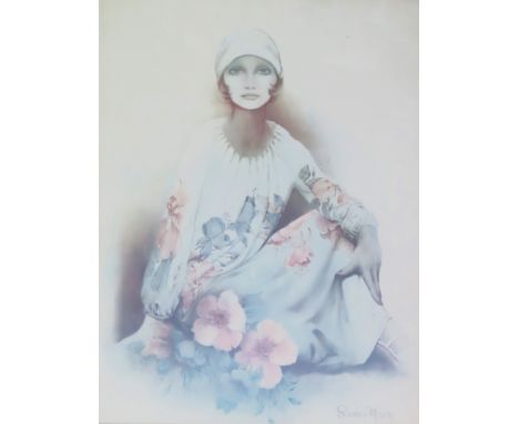 Sara Moon (Iranian) Framed polychrome print of a seated female figure. Approx.  x

reasonable used condition 