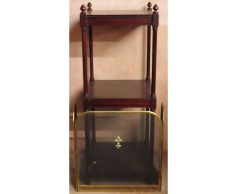 20th century mahogany three tier whotnot, plus brass firescreen

Both in used condition, unchecked 