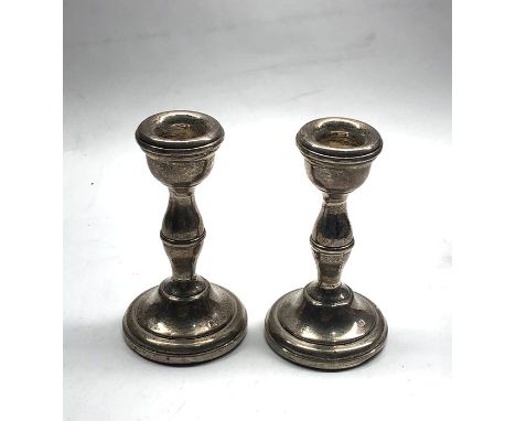 Small vintage pair of silver candle sticks Birmingham silver hallmarks height 102mm 