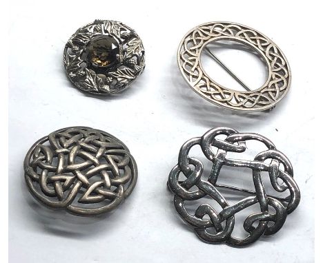 4 x Vintage silver brooches