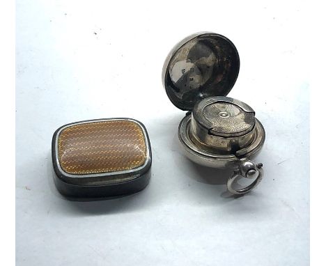 Vintage silver and enamel pill box and silver sovereign case 