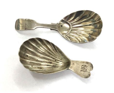 2 x antique  hallmarked silver caddy spoons 