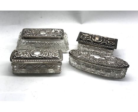 4 Antique silver lidded trinket dishes 