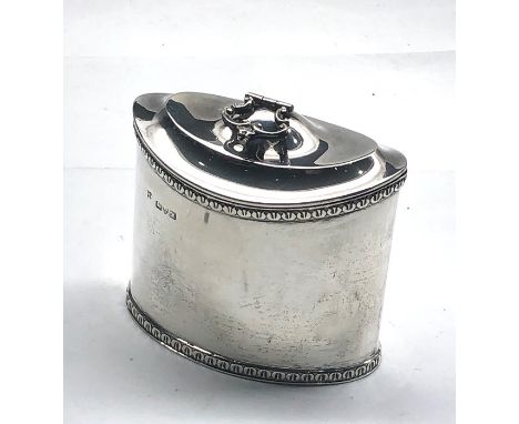 Antique silver tea caddy Chester silver hallmarks measures approx 9cm wide height 9cm not including handle weight 155g 