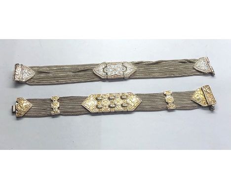 2 Vintage 925 silver bracelets inc multi strand enamel, statement (89g)
