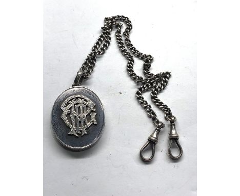 Vintage silver Albert watch chain and locket (50g)