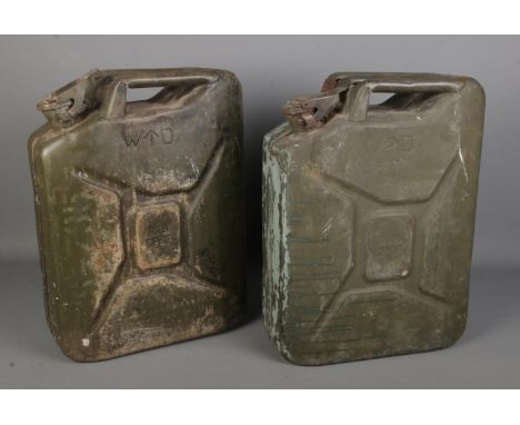 Two military jerry cans, dated 1951 and 1952. Both bearing broad arrow marks.  