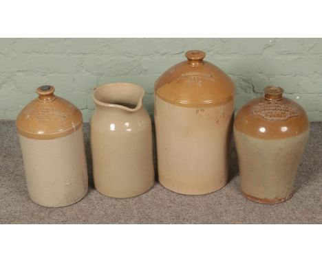 A collection a mixed stoneware flagons with marks for Whitworth Son &amp; Nephew, Dawber &amp; Son and M Wilkinson &amp; Son 