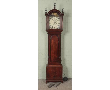 A mahogany cased longcase clock, with roman numeral dial for S. Mason, Norwich. The hood with reeded columns and three eagles