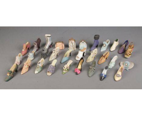 A good collection of miniature ceramic and resin shoes to include several 'Just The Right Shoe' examples.  