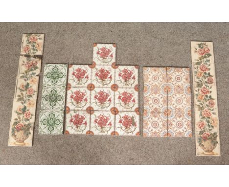 A collection of Victorian/Edwardian ceramic tiles with transfer printed decoration.  
