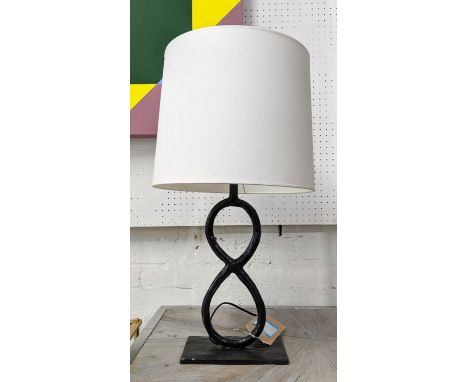 CHRISTIAN LIAIGRE TABLE LAMP, hammered bronze base 44cm H including shade, 62cm H. 