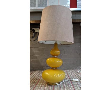 WILLIAM YEOWARD ARAGOA TABLE LAMP, amber glass, base 50cm H with Porta Romana shade. 