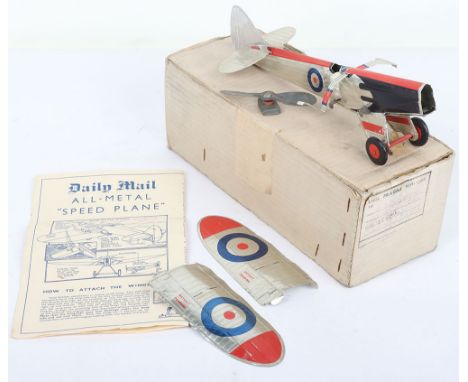 Daily Mail all-metal ‘Speed Plane’, 1930s, silver, red and black aluminium plane with RAF roundels, 25.5cm (10”) long, boxed 