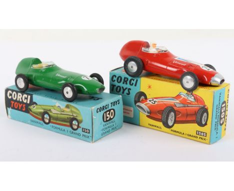 Two Vintage  Boxed Corgi Toys Racing Cars, 150 Vanwall Formula I Grand Prix Racing Car, green body, yellow seat, racing numbe
