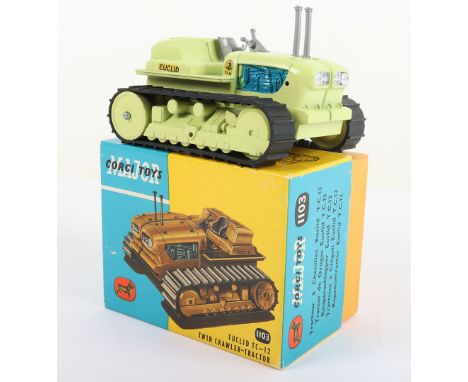 Corgi Major Toys 1103 Euclid Tc-12 Twin Crawler Tractor, lime green body, silver trim, black rubber tracks, in mint original 