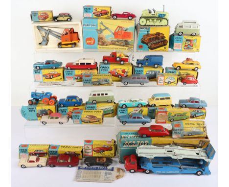 A Quantity of Vintage Boxed Play-worn Corgi Toys, including: 54 Fordson Power Major half-track (tracks perished)210S Citroen 