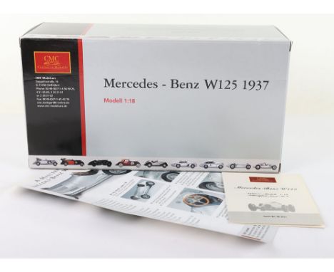 CMC 1:18 scale M-031  Mercedes Benz W125 Racing Car Model, in mint  boxed opened condition, with information card and leaflet