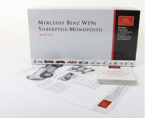 CMC 1:18 scale M-006  Mercedes Benz W196 Racing Car Model, in mint boxed opened condition, with information card and leaflet.