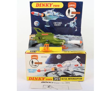 Dinky Toys 351 U.F.O. Interceptor from Gerry Andersons UFO Tv programme S.H.A.D.O. metallic green body, orange skids, chrome 