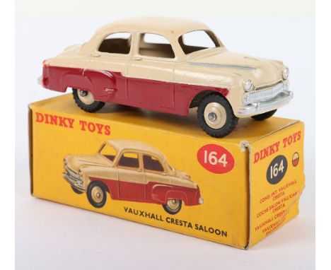 Dinky Toys 164 Vauxhall Cresta Saloon, maroon lower body, cream upper body/wheel  hubs, in near mint original condition, pict