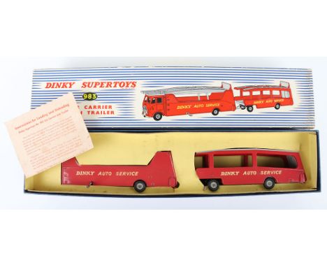 Dinky Supertoys 983 ‘DINKY AUTO SERVICE’ Car Carrier with Trailer, red body and grey decks, in excellent original condition, 