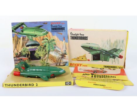 Dinky Toys Boxed 101 Thunderbirds 2 & 4 Straight From TV series ‘Thunderbirds’ 1st issue dark green body, red rear thrusters,