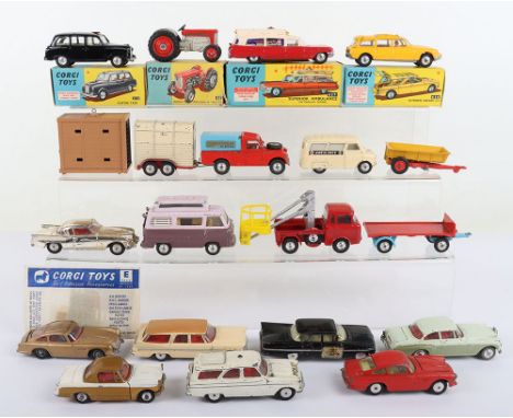 A Quantity of Vintage Corgi Toys, including: boxed 50 Massey-Ferguson 65 Tractor (box missing one end flap), 418 Austin Taxi,