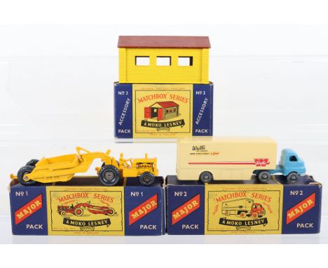 Matchbox Moko Lesney Major Pack No 2 Bedford Articulated Truck Walls Ice Cream, light blue cab, cream trailer, metal wheels, 