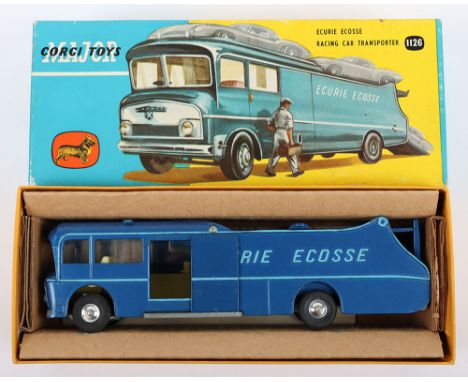 Corgi Major Toys 1126 Ecurie Ecosse Racing Car Transporter, metallic dark blue body, light blue lettering, cream interior, sp