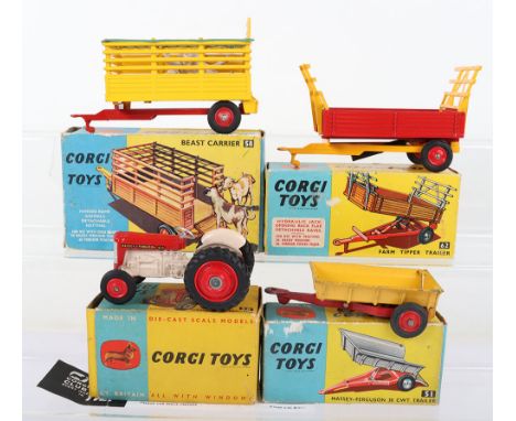 Corgi Toys 50 Massey Ferguson 65 Tractor, bright red bonnet, bare metal seat/steering wheel, red plastic wheel hubs, fawn eng