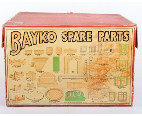 Rare Bayko retailers ‘Spare Parts’ counter top cabinet, circa 1950, box with hinged lid top and fold down front flap to four 