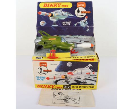Dinky Toys 351 U.F.O. Interceptor 1st edition, from Gerry Andersons UFO Tv programme S.H.A.D.O. metallic green body, red skid