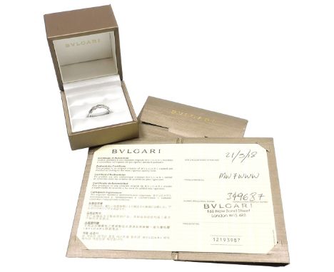 A Bulgari 18ct white gold Serpenti Viper ring, set with pairs of tiny diamonds at intervals, size J 1/2, 4.3g.