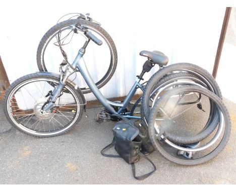 A Top Gun electric bike, in blue metallic trim, together with tool kit, various spare tyres, etc. (a quantity) 