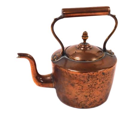 A Victorian copper kettle, with an acorn knop to the lid, 25cm high.