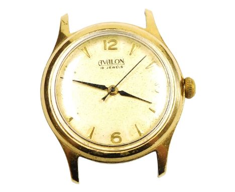 An Avalon gentleman's watch head, circular champagne dial bearing Arabic numerals at quarters, centre seconds, 19 jewels move